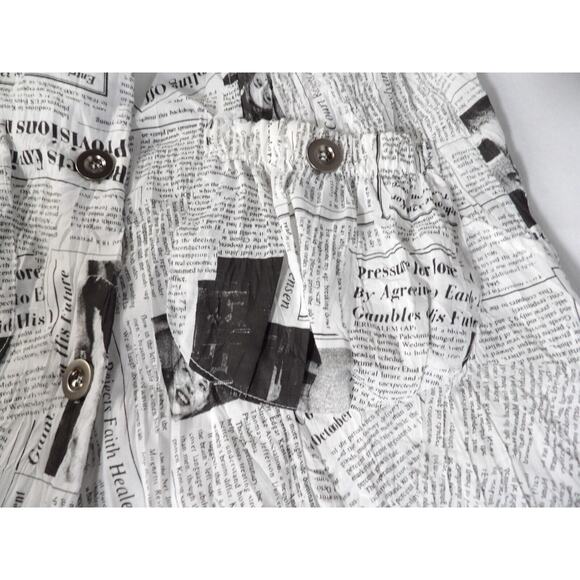 Ki Meng Top Cardigan Blouse Jacket Medium Newspaper Print Lagenlook Art to Wear - Picture 10 of 13